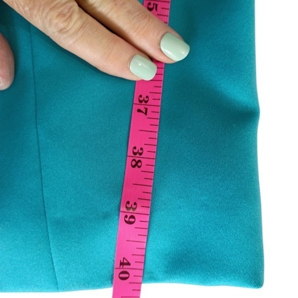 Maggy London Vintage Teal Satin 3D Floral Beaded Cocktail Sheath Dress Sz 8 - Picture 11 of 11